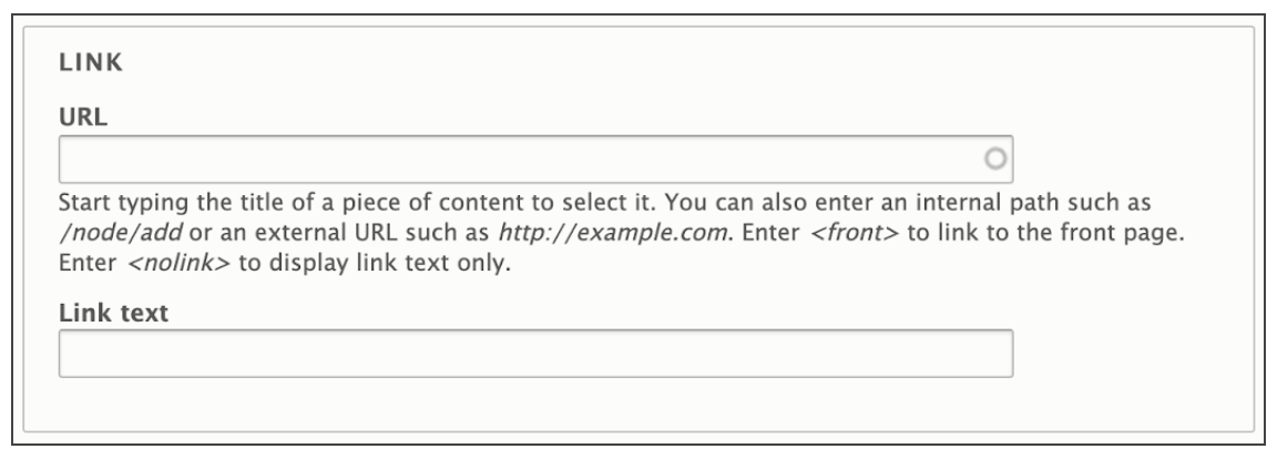 Link URL- link text fields