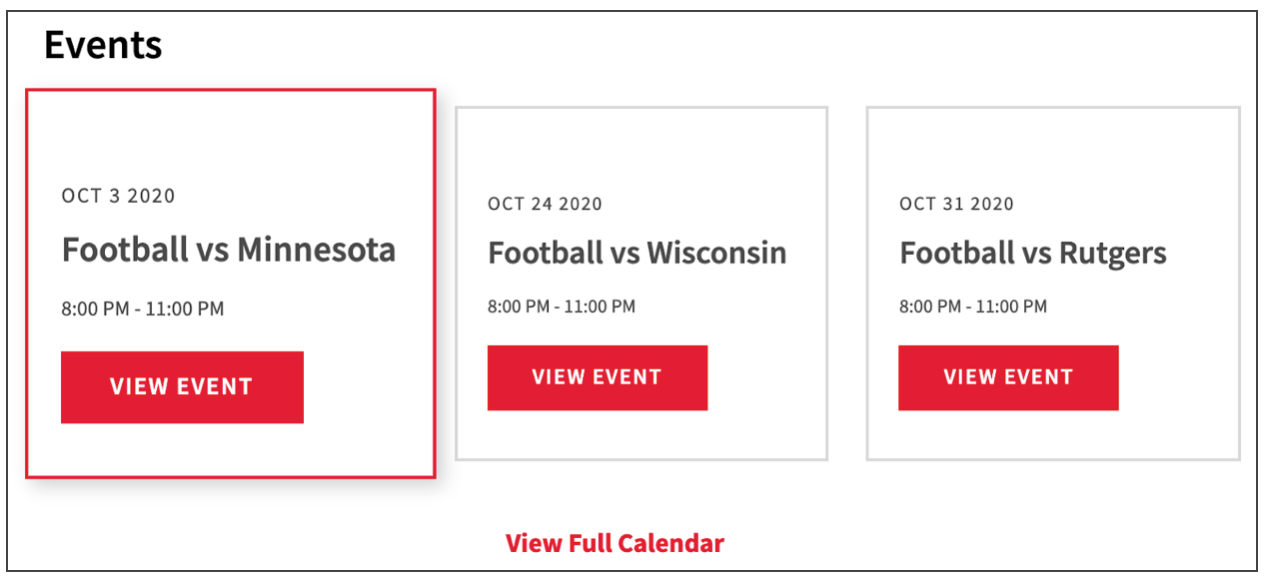 events feed front-end view