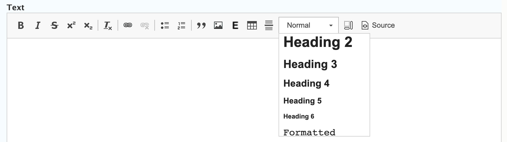 Toolbar of a Text Area set to Full HTML with extra tools
