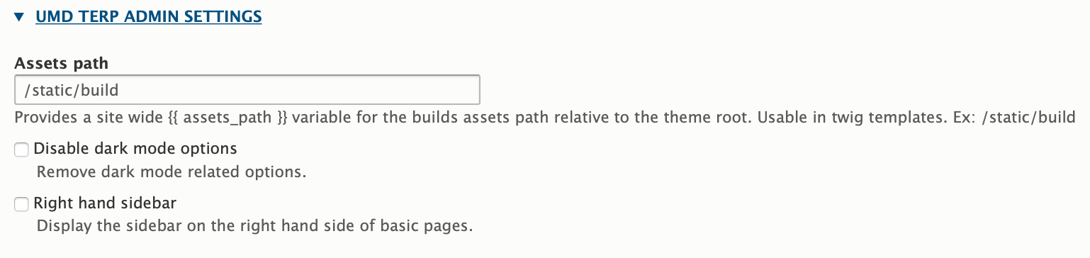 Umd Terp Admin Settings - ADVANCED