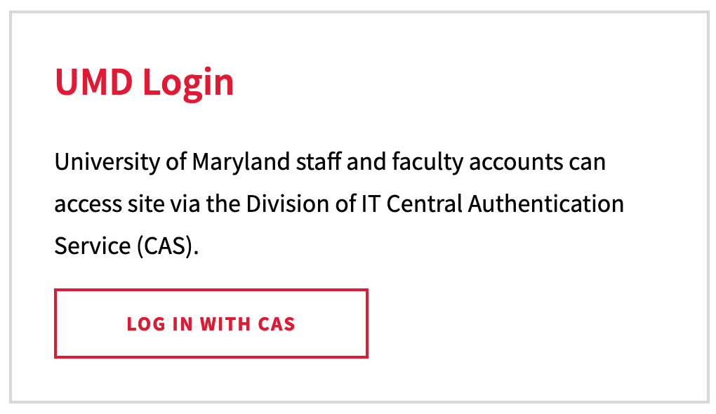 UMD CAS login box