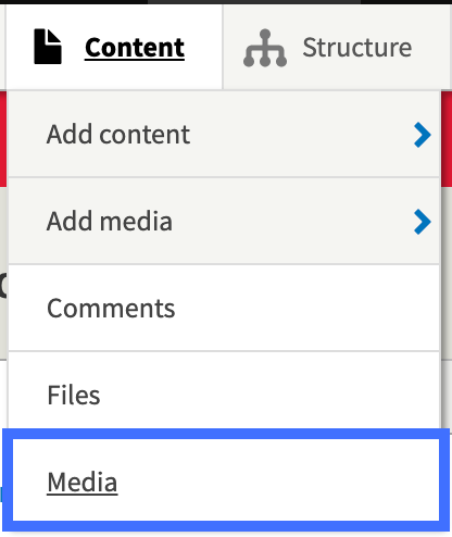 content dropdown menu- add media